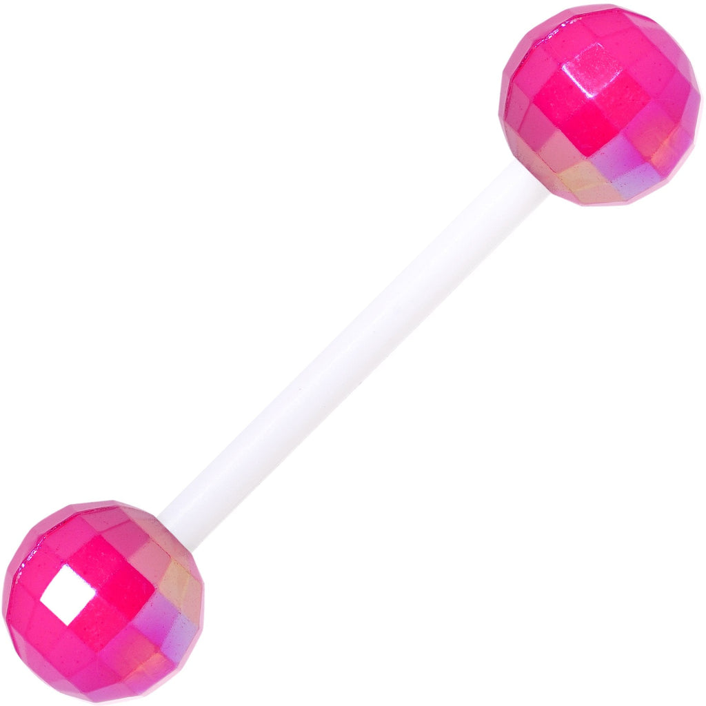 Flexible Acrylic Valentine Disco Ball Barbell Tongue Ring Set of 3