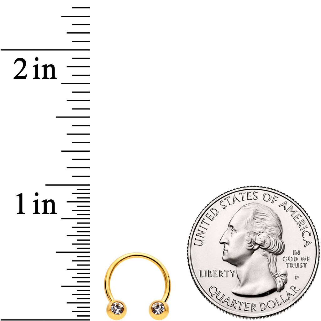 16G 3/8 Clear Gem Variety Horseshoe Nipple Ring Set of 6