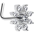 20G 1/4 Clear CZ Gem Flower L Shaped Nose Ring