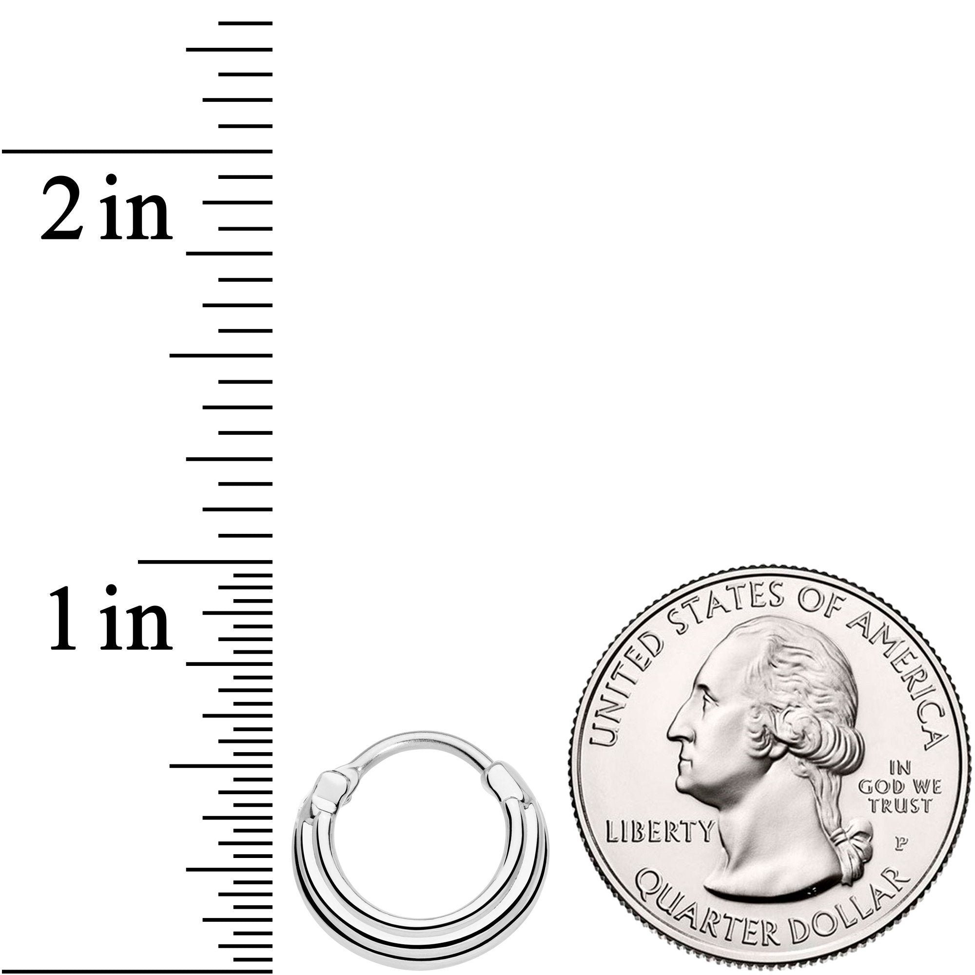 16G 3/8 Delicate Grooves Hinged Septum Ring