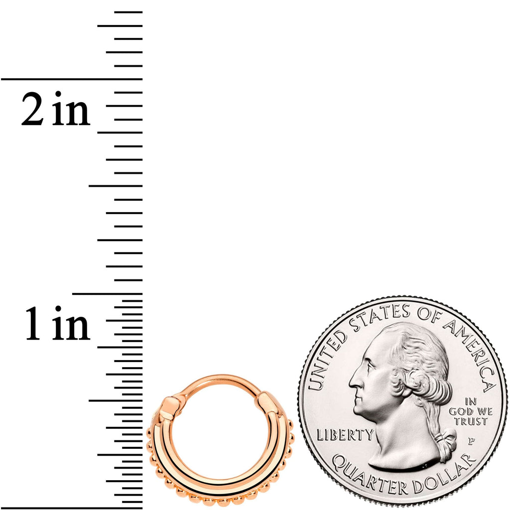 16G 3/8 Rose Gold Tone Delicate Details Hinged Septum Ring