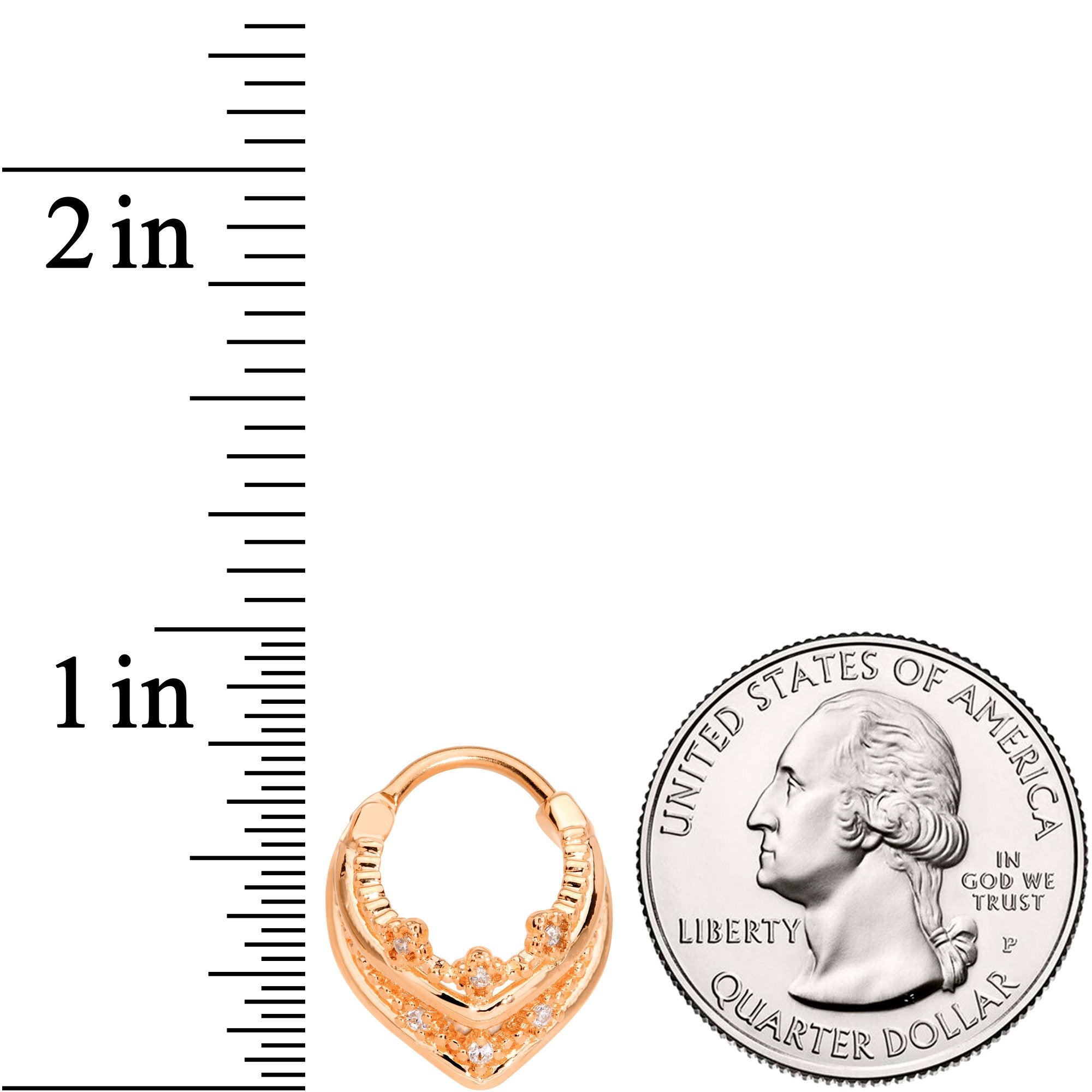 16G 3/8 Rose Gold Tone Pretty Princess Hinged Septum Ring