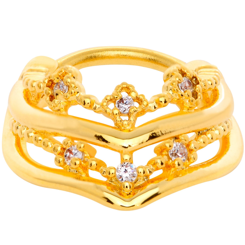 16G 3/8 Gold Tone Pretty Princess Hinged Septum Ring