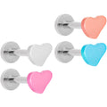 16G 5/16 Multicolor Internally Threaded Heart Labret Set of 4