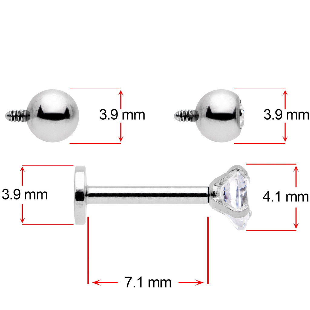 16G 5/16 Clear CZ Gem Variety Heart Labret Monroe Tragus