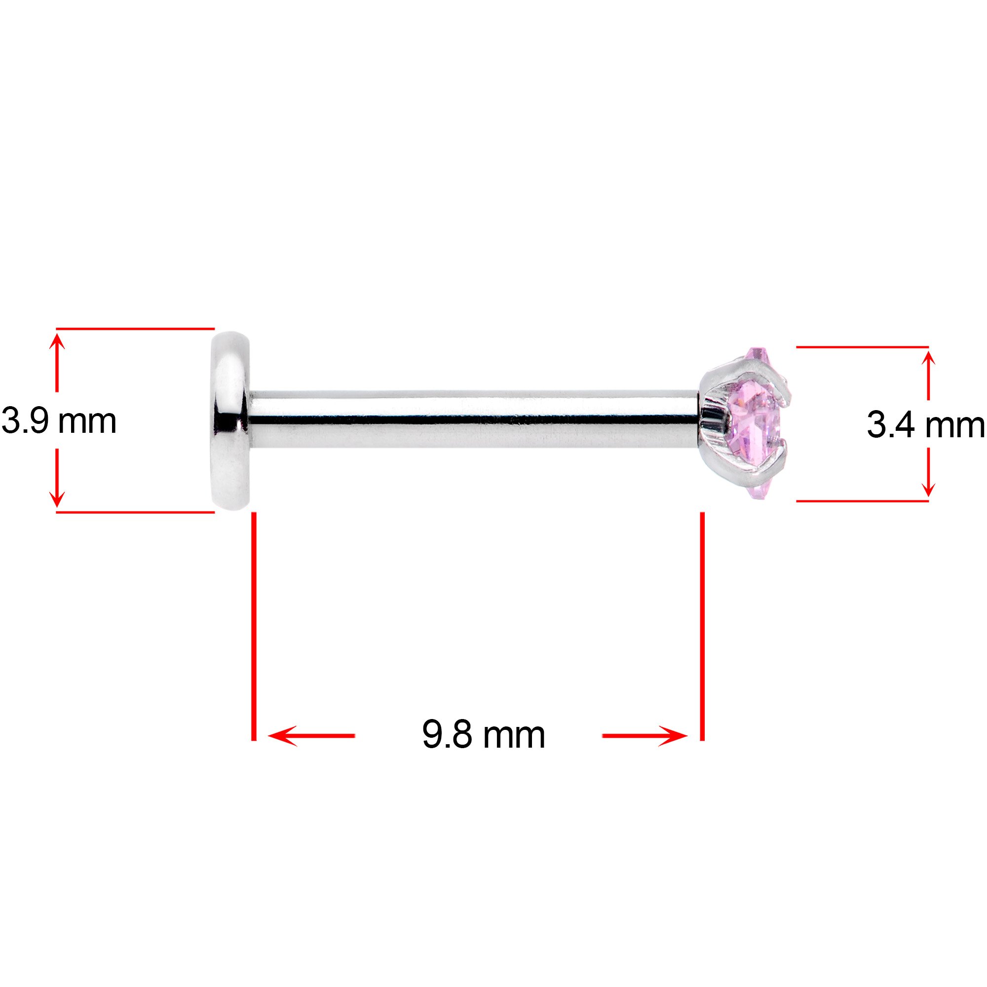 16G 3/8 Pink Aurora Blue CZ Gem Labret Tragus Set of 3