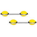 14G 9/16 Yellow Glow in the Dark Saturn Barbell Nipple Ring Set