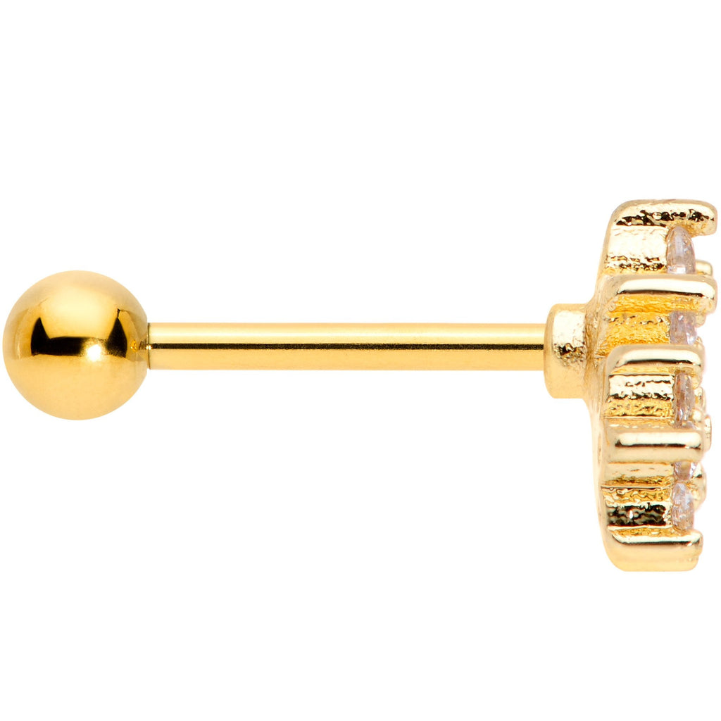 16G 5/16 Clear CZ Gold Tone Flowers Cartilage Tragus Earring