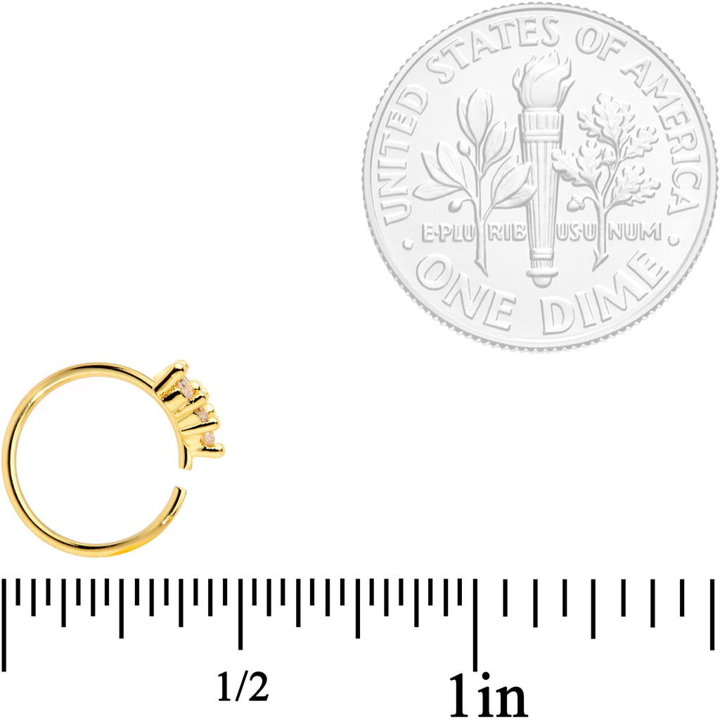 20G 5/16 Clear CZ Gem Gold Tone Arrowhead Seamless Circular Ring