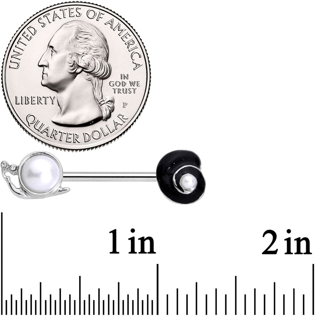 14G 9/16 Clear Gem White Orb Snail Shell Barbell Nipple Ring Set