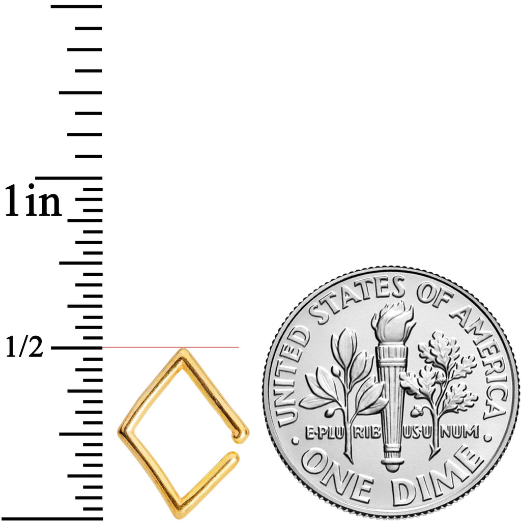 16G 3/8 Gold Tone Rhombus Closure Ring
