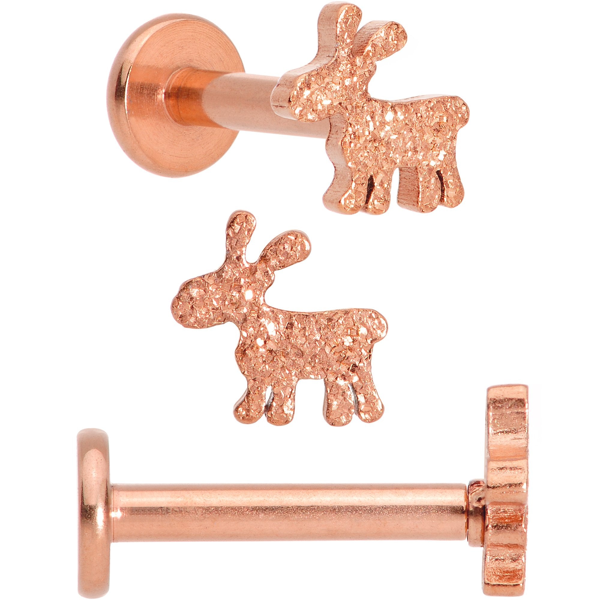 16G 5/16 Gem Rose Gold Tone Holiday Cartilage Tragus Earring Set of 3