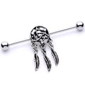 White Synthetic Opal Feather Dreamcatcher Industrial Barbell 38mm