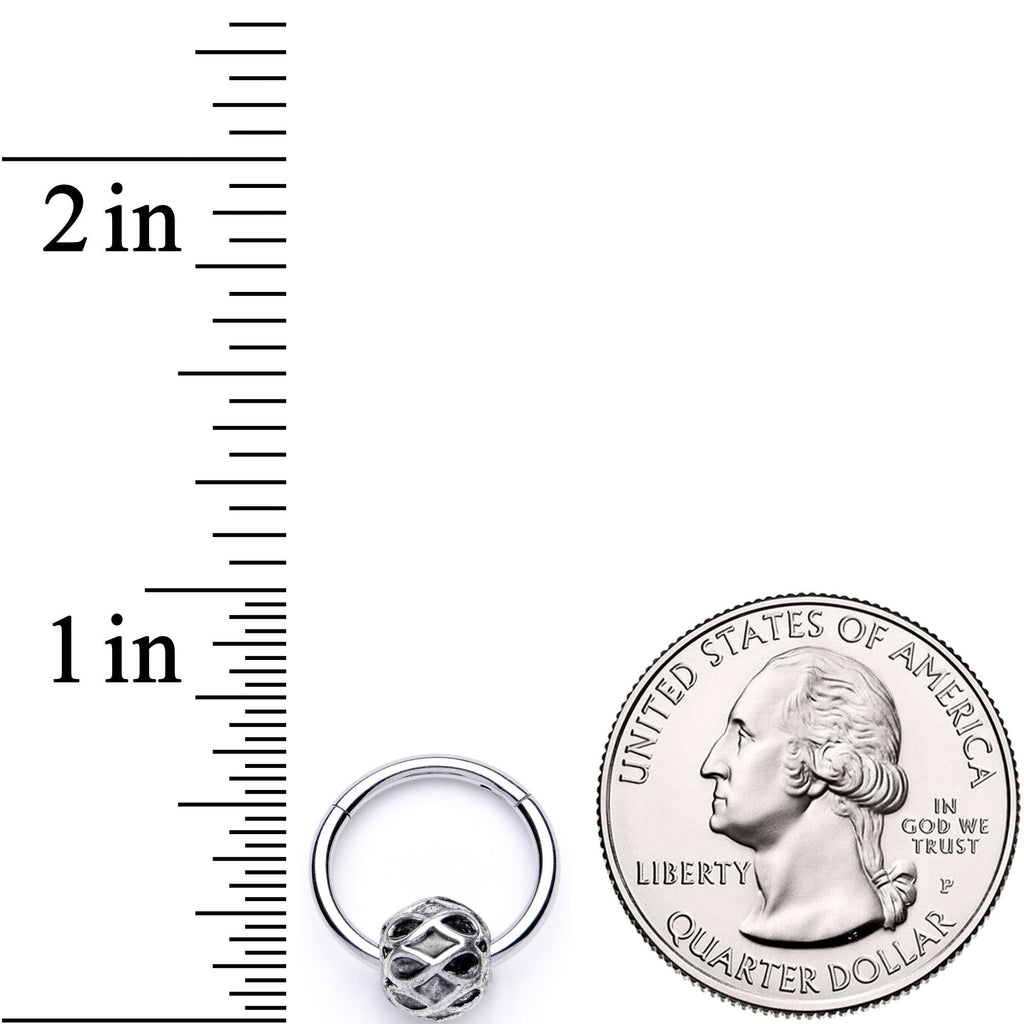 16G 3/8 Geometric Pattern Bead Hinged Segment Ring