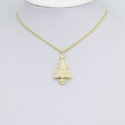 White Pearl Christmas Trees Charm Pendant,Sku#A480