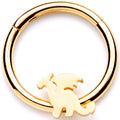 16G 3/8 Gold Tone Fantasy Dragon Hinged Segment Ring