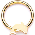 16G 3/8 Gold Tone Leaping Dolphin Hinged Segment Ring