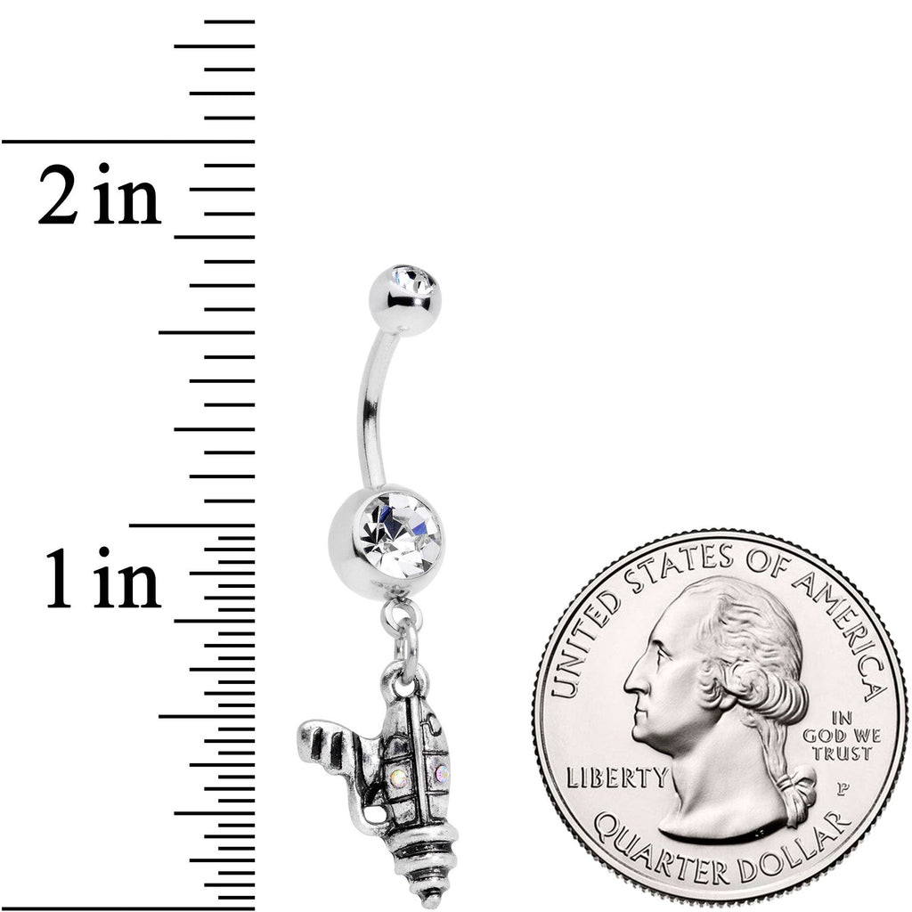 Clear Aurora Gem Mystery Ray Gun Dangle Belly Ring