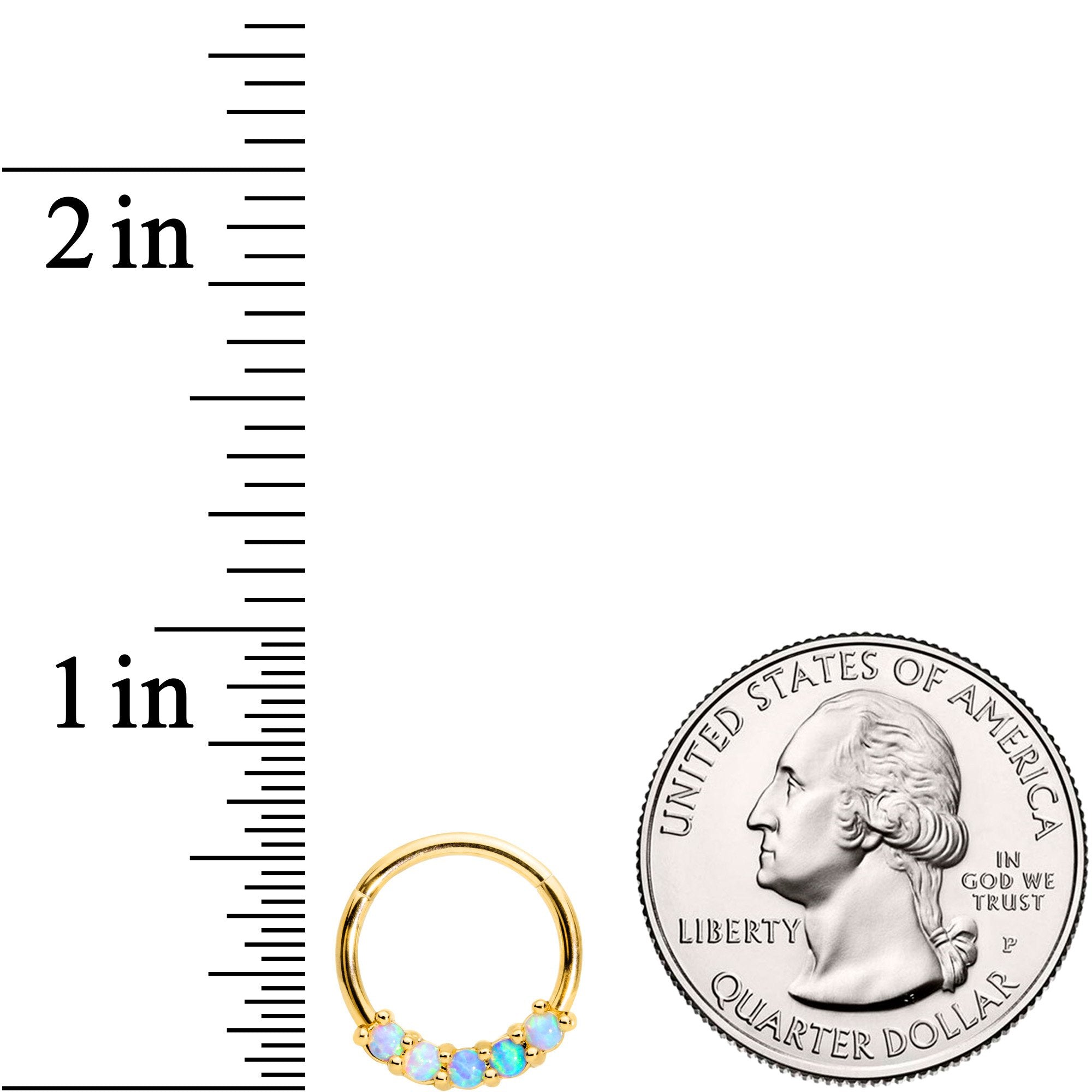 16G 3/8 Five Synthetic Opal Gold Tone Hinged Segment Ring