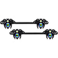 14G 9/16 Aurora Gem Black Bumblebee Barbell Nipple Ring Set