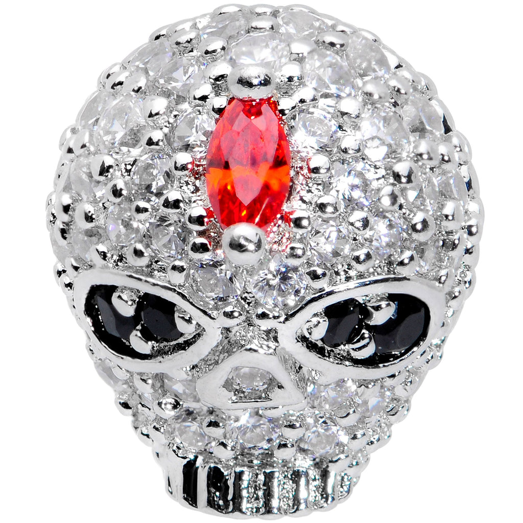 16G 5/16 Clear Red CZ Gem Punk Skull Labret Monroe Tragus