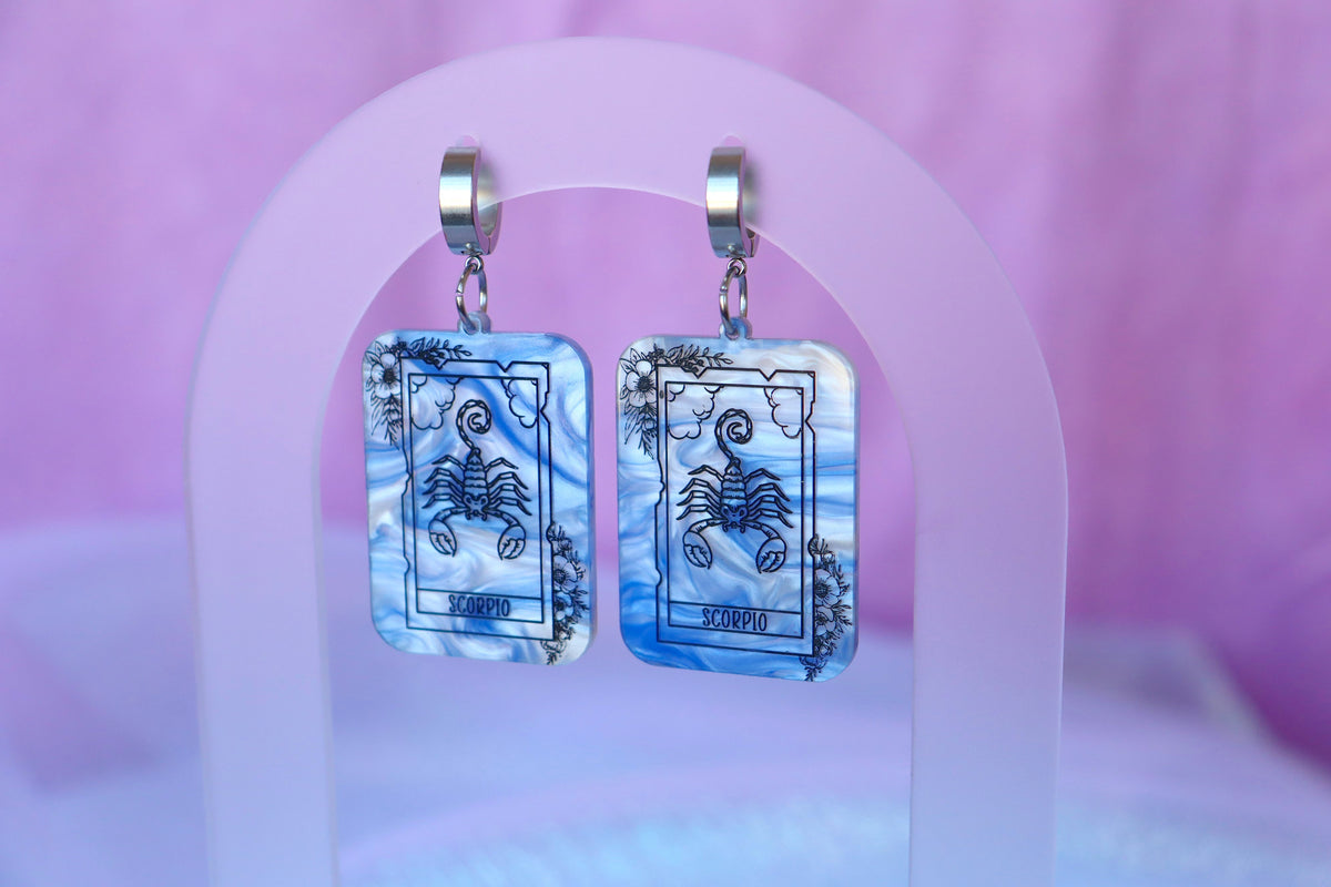 Blue Marble Zodiac Earrings