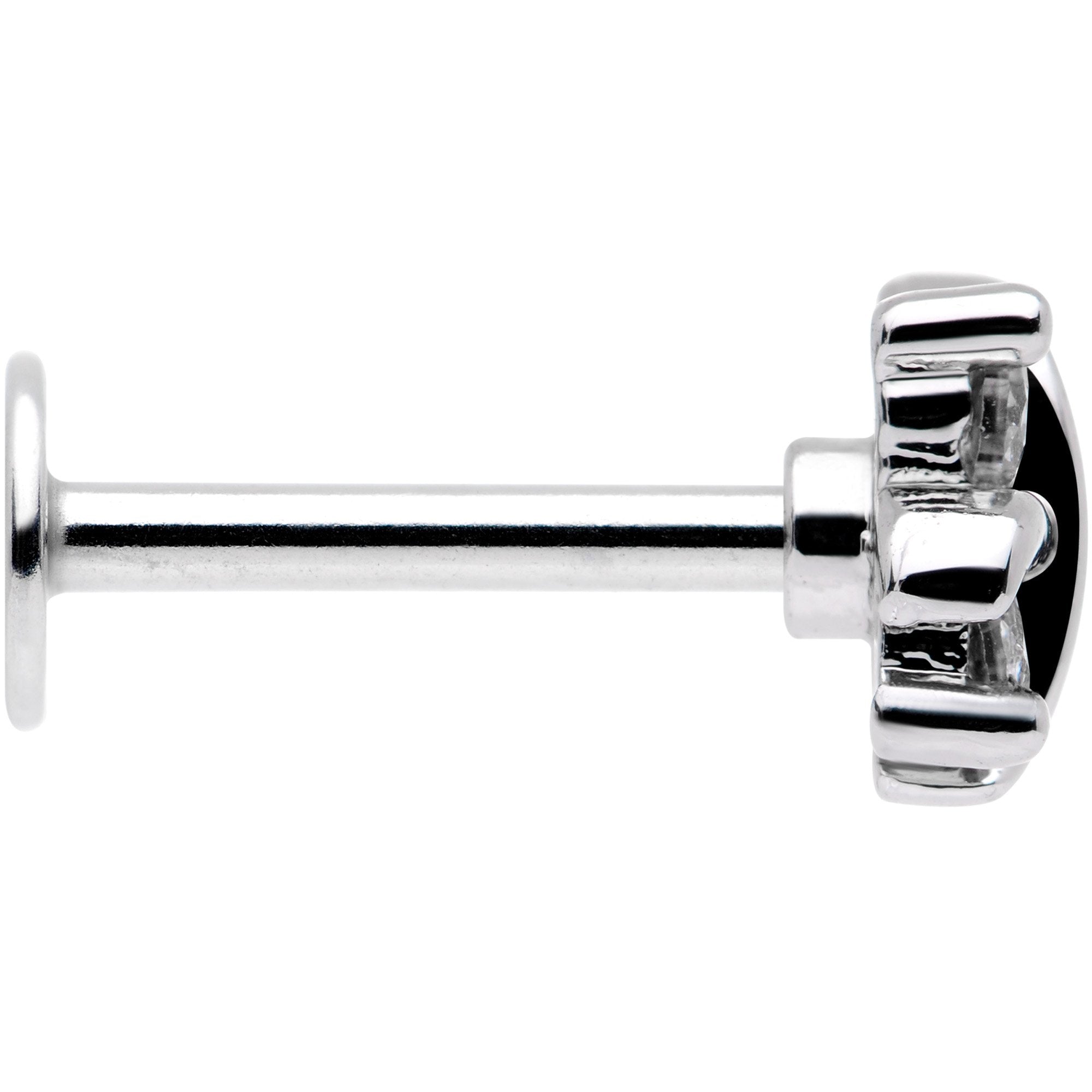 16G 5/16 Clear CZ Gem Stylized Square Labret Monroe Tragus