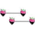 14G 9/16 Chocolate Berry Barbell Nipple Ring Set