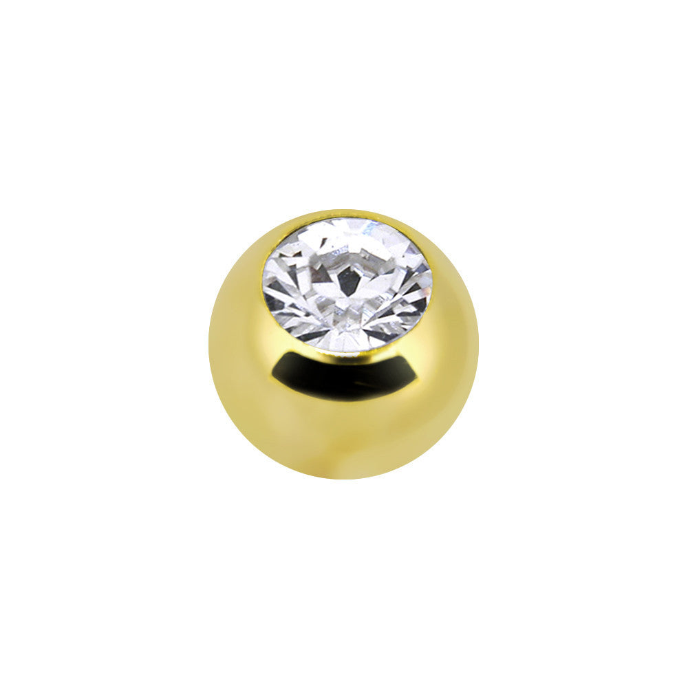 Solid 14K Yellow Gold Cubic Zirconia Replacement Ball 4.5mm - 14G