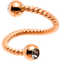 14G 3/8 Clear Gem Rose Gold Tone Twist Spiral Twister Belly Ring