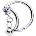 16G 3/8 Clear CZ Gem Crescent Moon Heart Dangle Closure Ring
