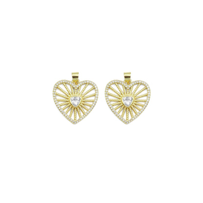 CZ Triangle Center Heart Charm, Sku#LK934