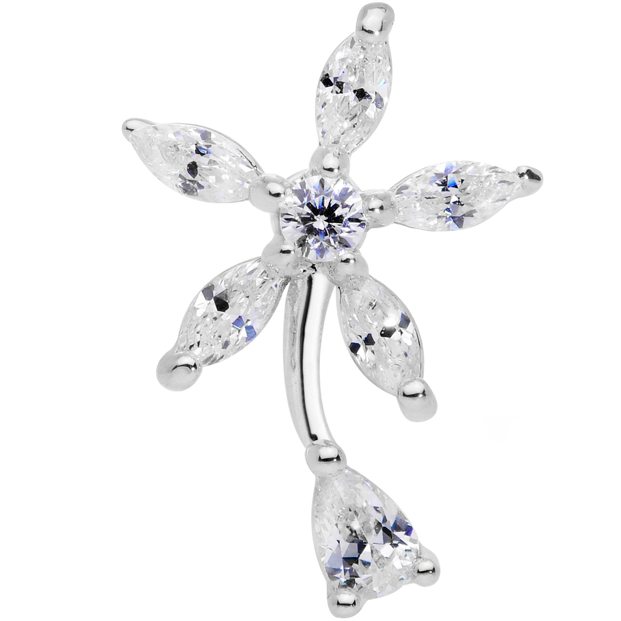 16G 1/4 Clear CZ Gem Flower Cartilage Tragus