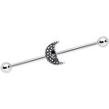 14G Black Gem Night Skull Crescent Moon Industrial Barbell 38mm