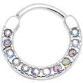 16G 3/8 Aurora Gem Paved Septum Clicker