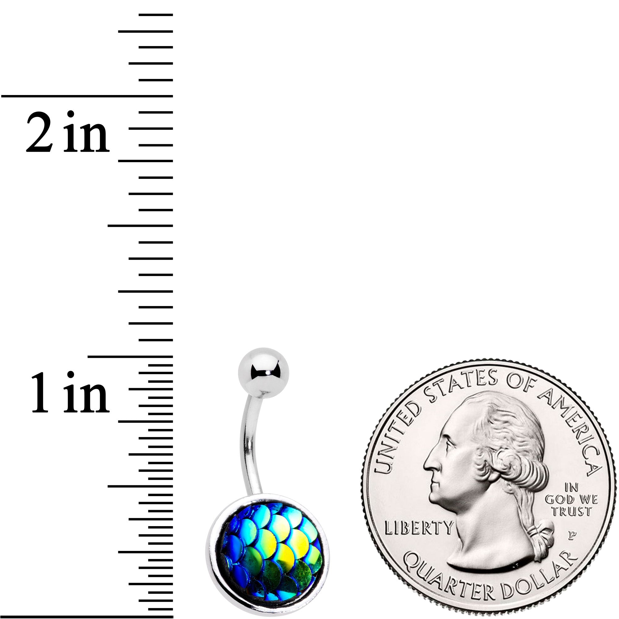 Blue Gem Blue Green Mermaid Scale Belly Ring Set of 3