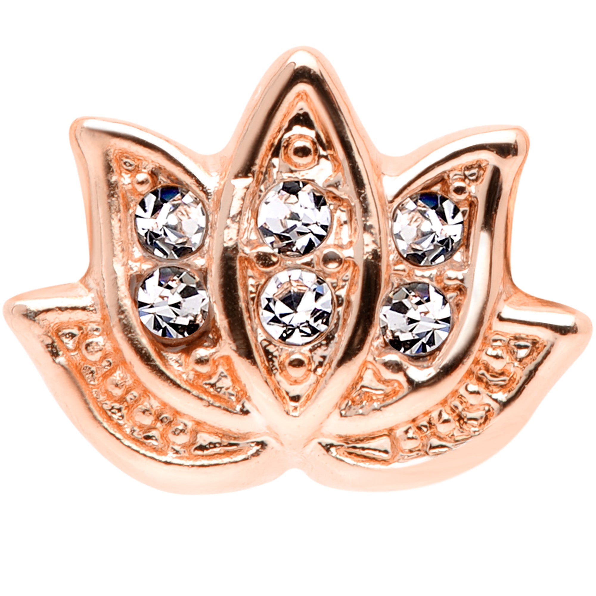 16G 1/4 Clear Gem Rose Gold Tone Lotus Flower Cartilage Tragus Earring