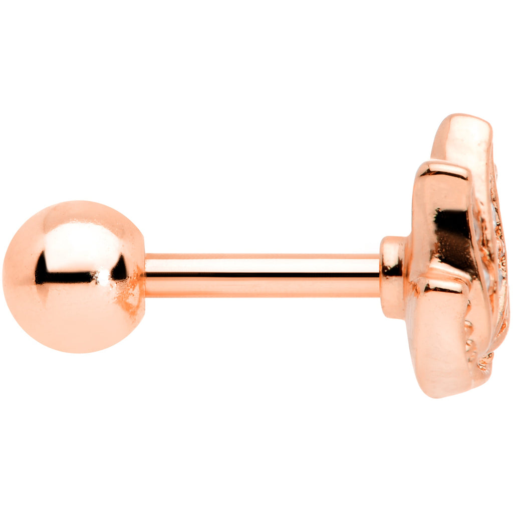 16G 1/4 Clear Gem Rose Gold Tone Lotus Flower Cartilage Tragus Earring