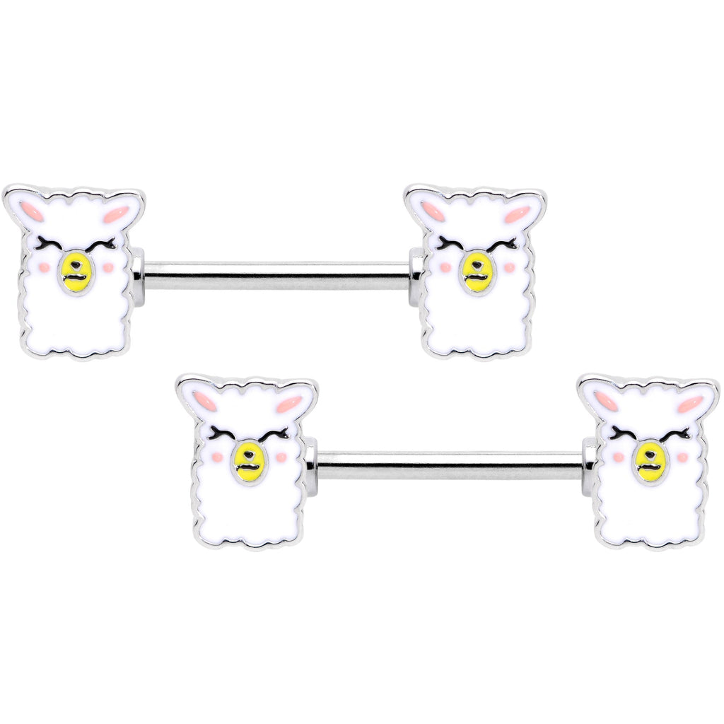 14G 9/16 Sweet Llama Barbell Nipple Ring Set