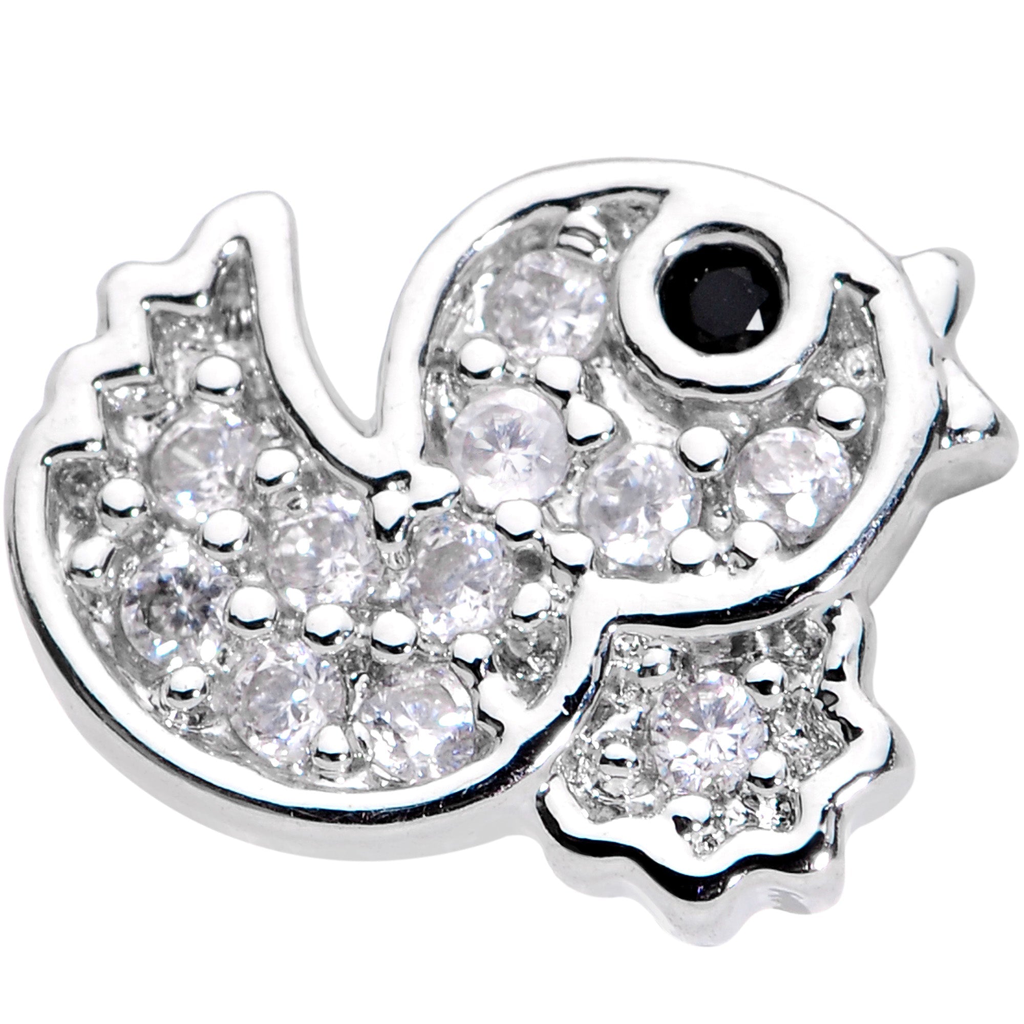 16G 5/16 Clear Black CZ Gem Ducky Internally Threaded Labret