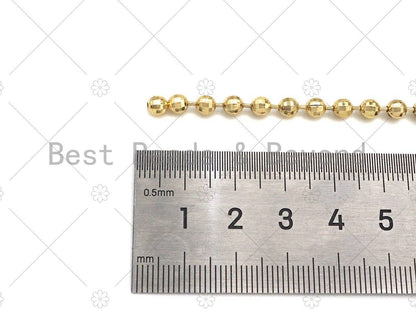 Shinny 18K Gold Silver 4mm Solid Faceted Ball beads chain by Yard, Faceted Ball beads chain, wholesale chain, sku#LD68
