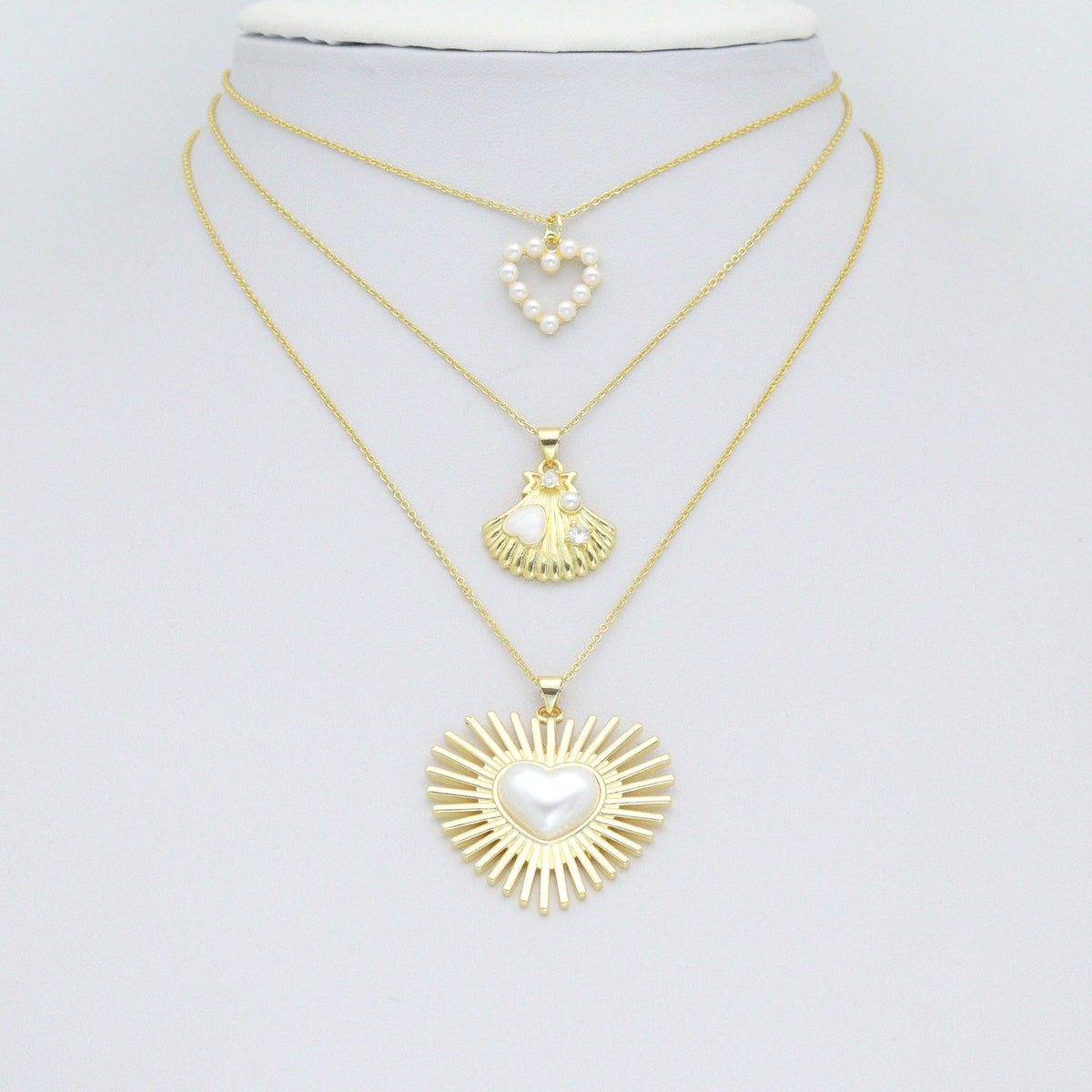 White Pearl Heart White Cross Shell Starfish Charm Pendant,Sku#LD746