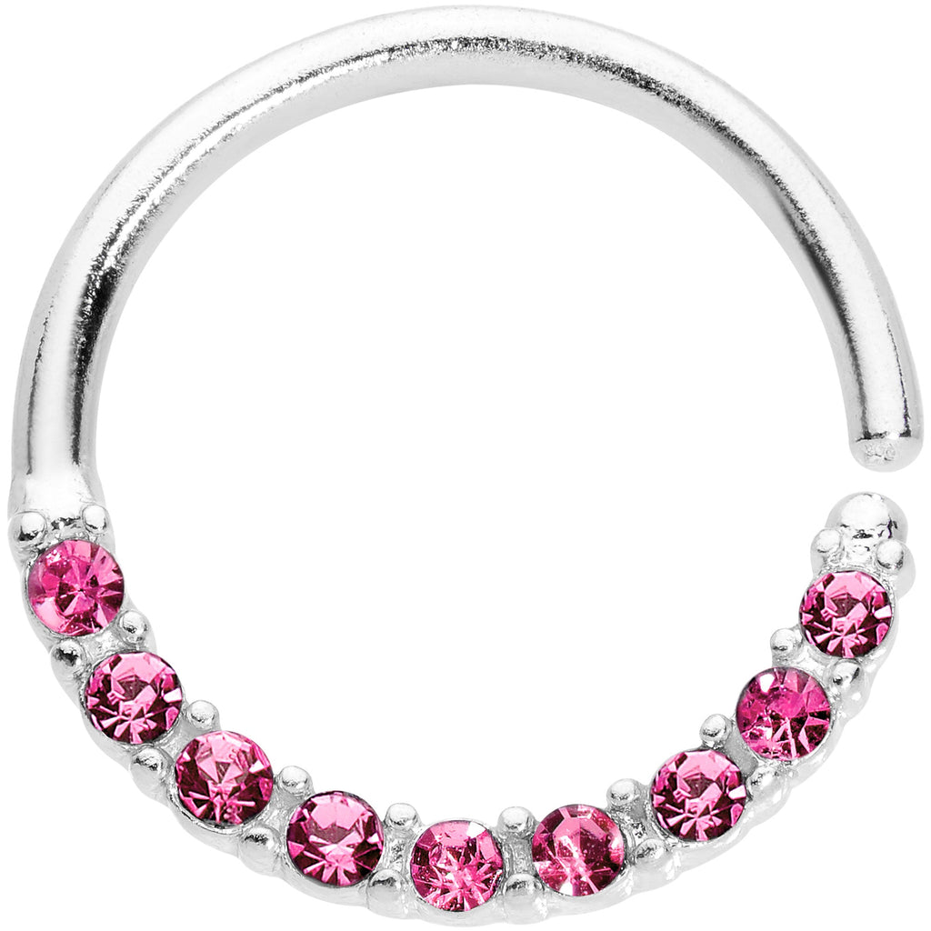 16G 3/8 Pink Gem Simple Elegance Seamless Circular Ring