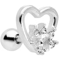 16G 1/4 Clear Gem Rose Flower Hollow Heart Cartilage Tragus