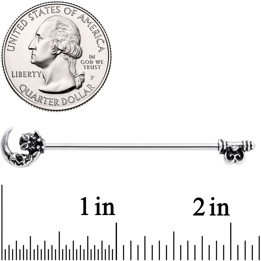 14G Owl Skull Key Mystic Moon Industrial Barbell 38mm