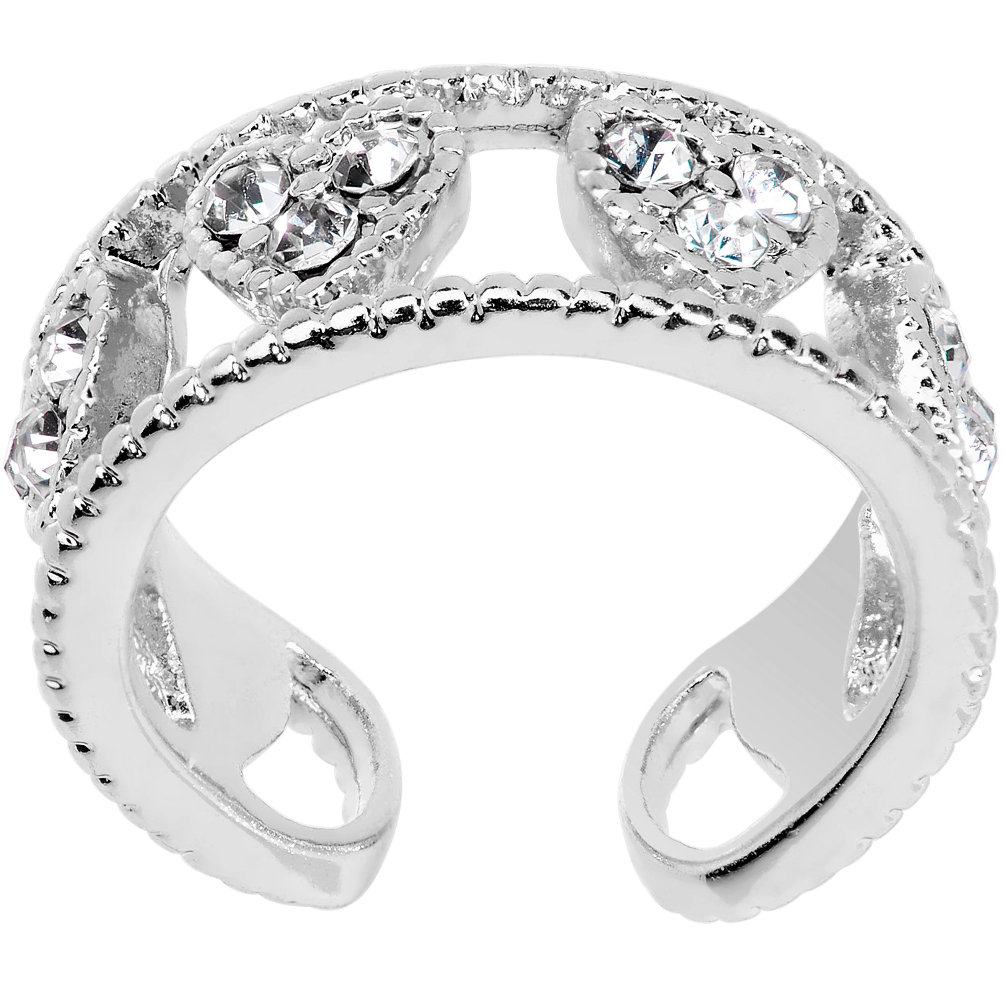Clear Gem Ring of Hearts Non Pierced Ear Cuff