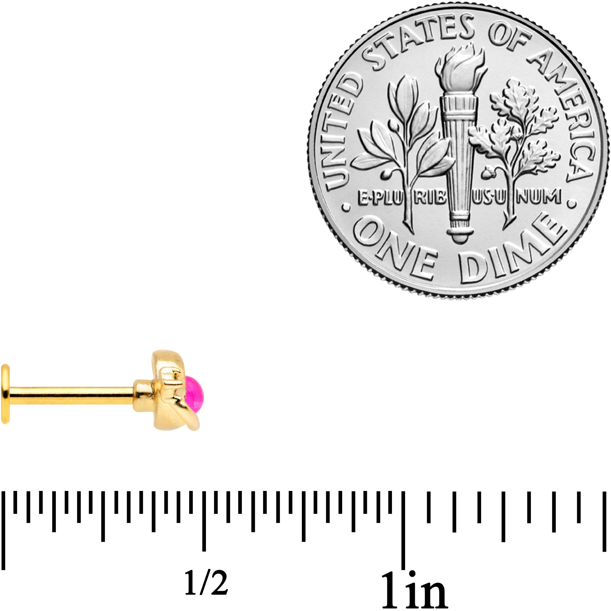 16G 5/16 Pink Faux Opal Gold Tone Heart Labret Tragus Set of 3