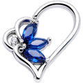 16G 3/8 Blue Gem Half Heart Right Ear Closure Ring