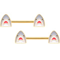 14G 9/16 Gold Tone Shark Attack Barbell Nipple Ring Set