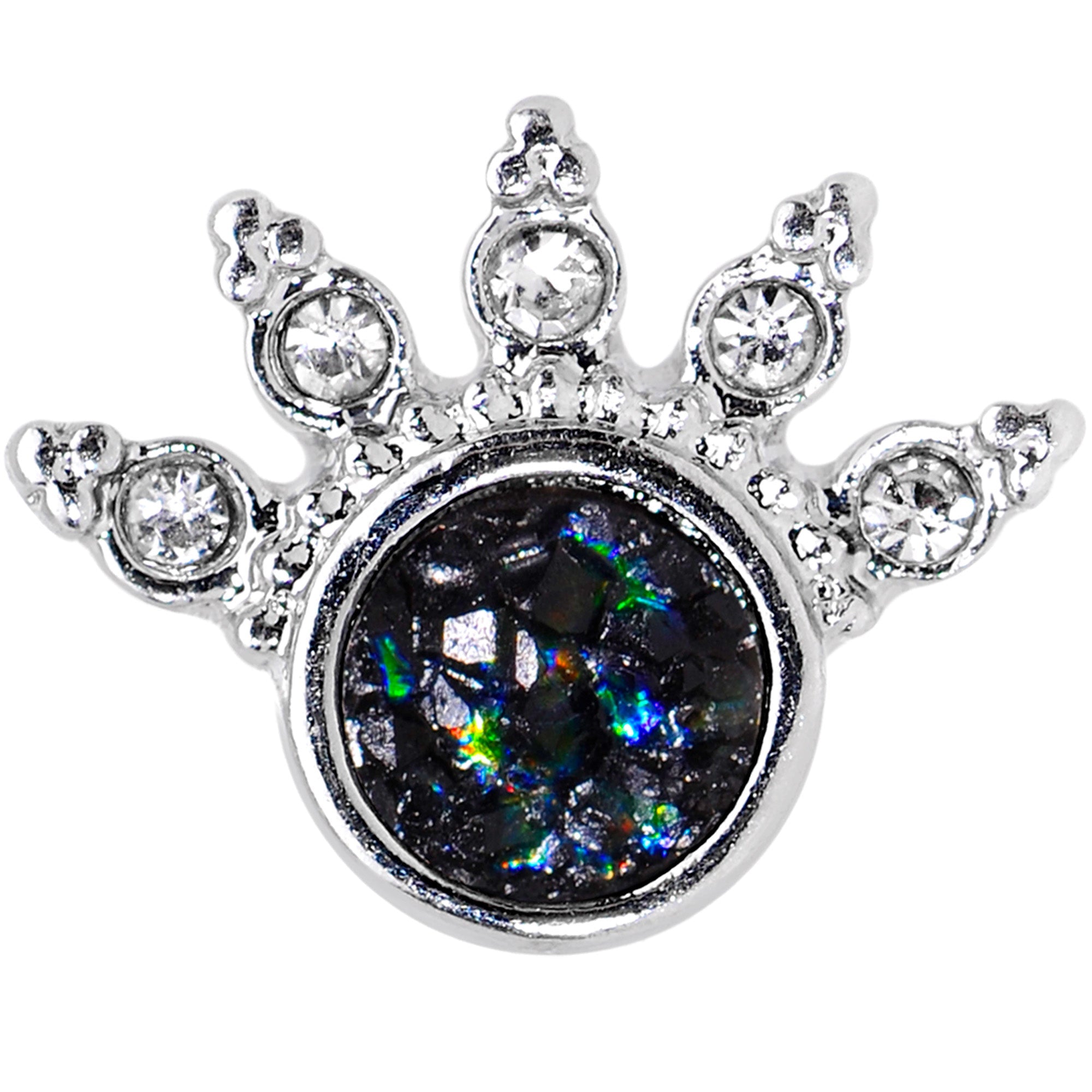 16G 1/4 Blue Faux Druzy Clear Gem Crest Cartilage Tragus Earring